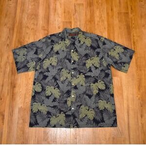 Tori Richard Button Down Shirt Mens XL Navy Green Tropical Cotton Lawn